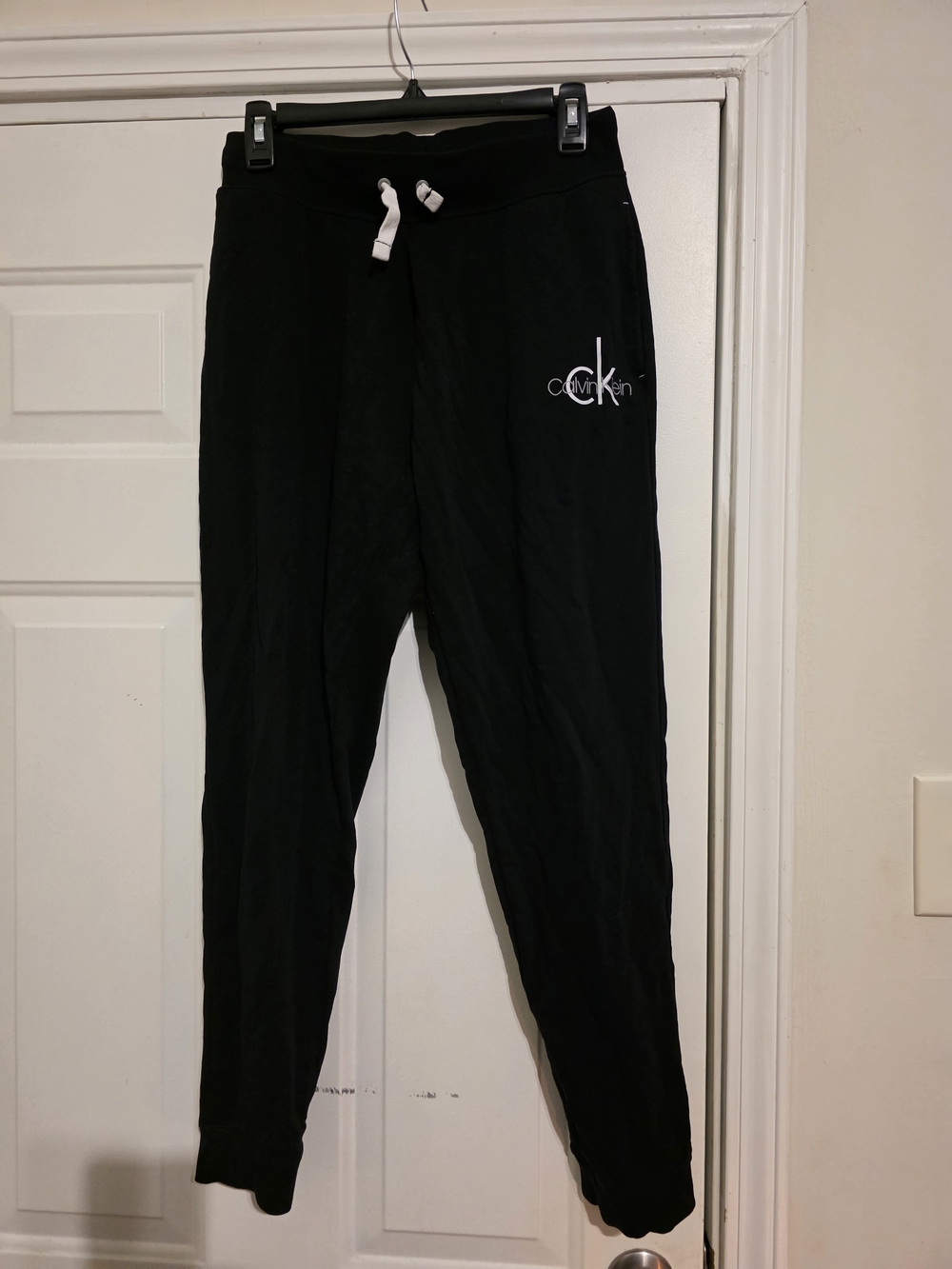 Calvin Klein Black Jogger Pants with White Drawstring and Logo